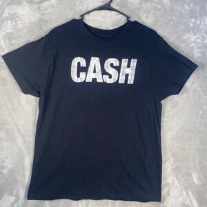 Black CASH Graphic T Shirt Men's Large Cotton Crew Neck Short Sleeve Casual